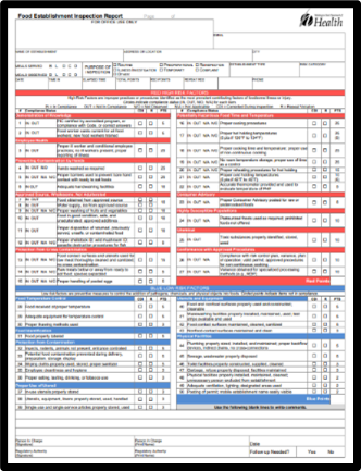 food inspection form